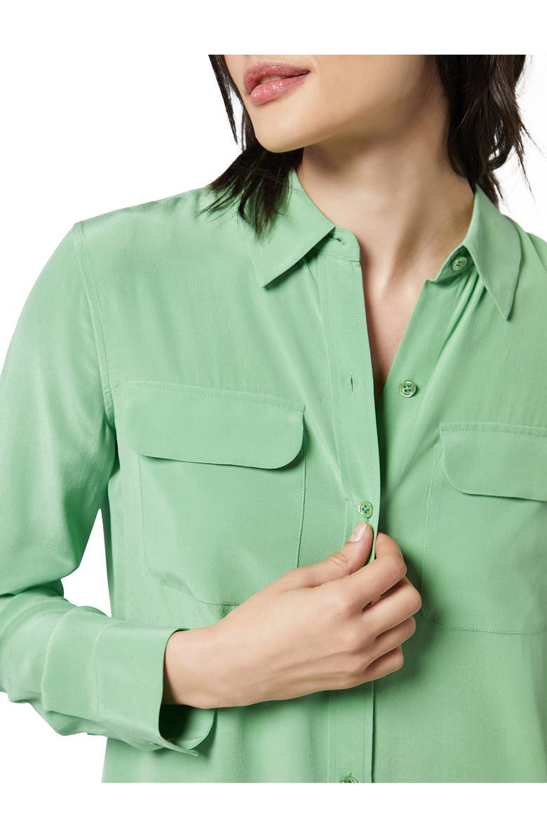 Equipment Signature Silk Button-Up Shirt, Alternate, color, Pprmnt