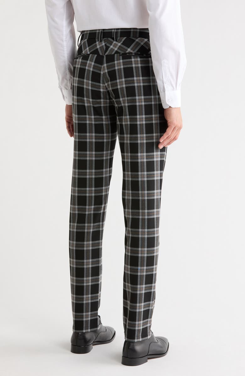 T.R. PREMIUM Plaid Straight Leg Trousers, Alternate, color, Black