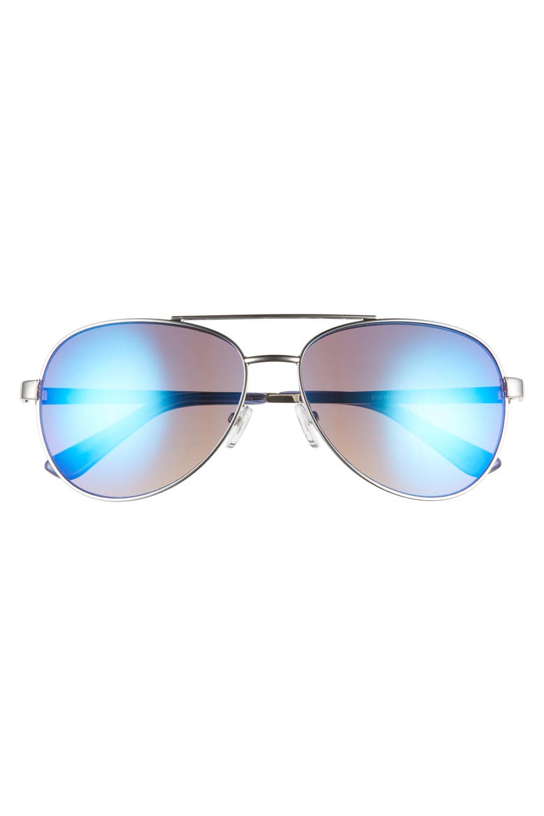 Rhett 60mm Aviator Sunglasses, Alternate, color, SILVER/ BLUE
