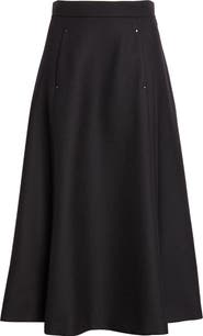 Moncler Virgin Wool A-Line Midi Skirt