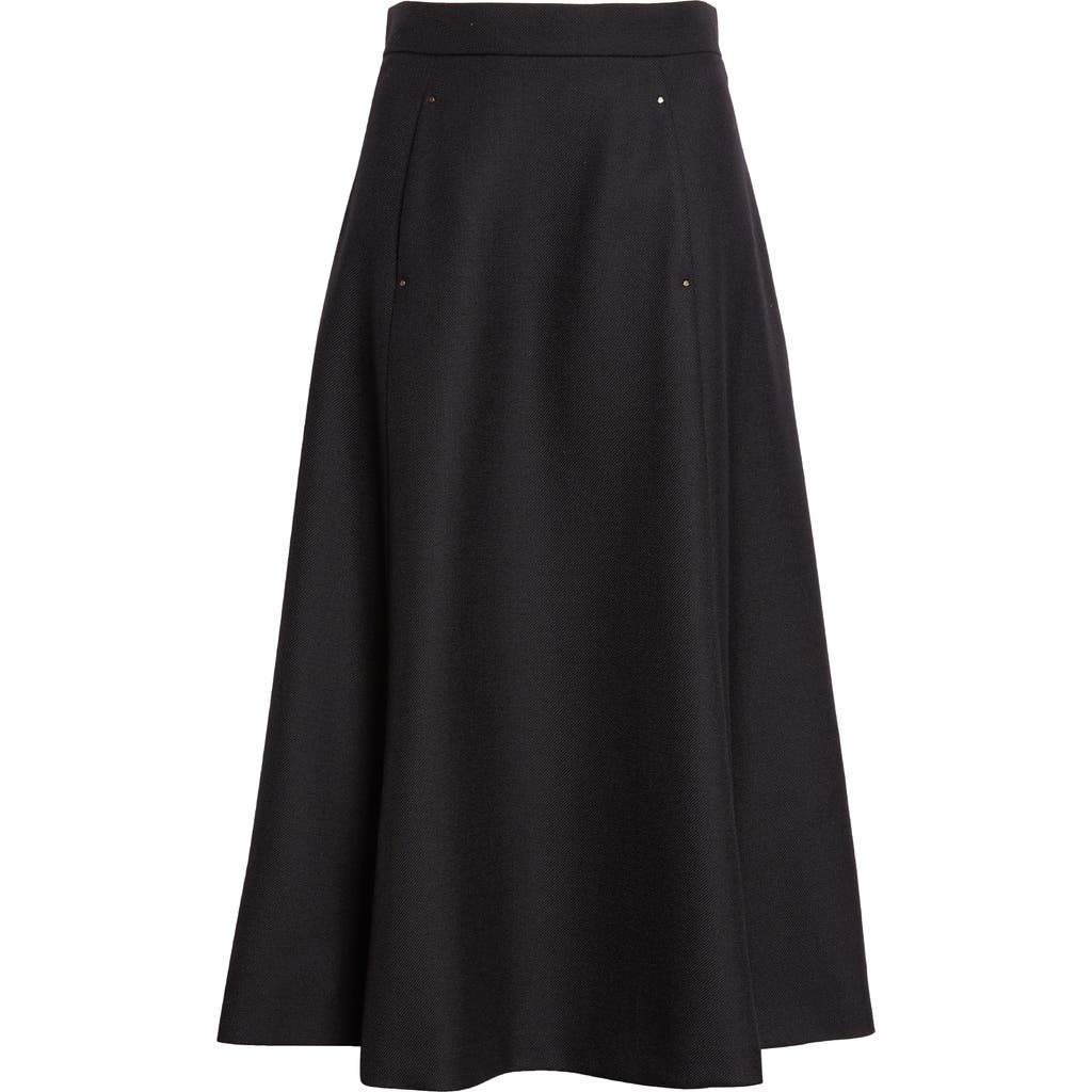 Moncler Virgin Wool A-line Midi Skirt In Black
