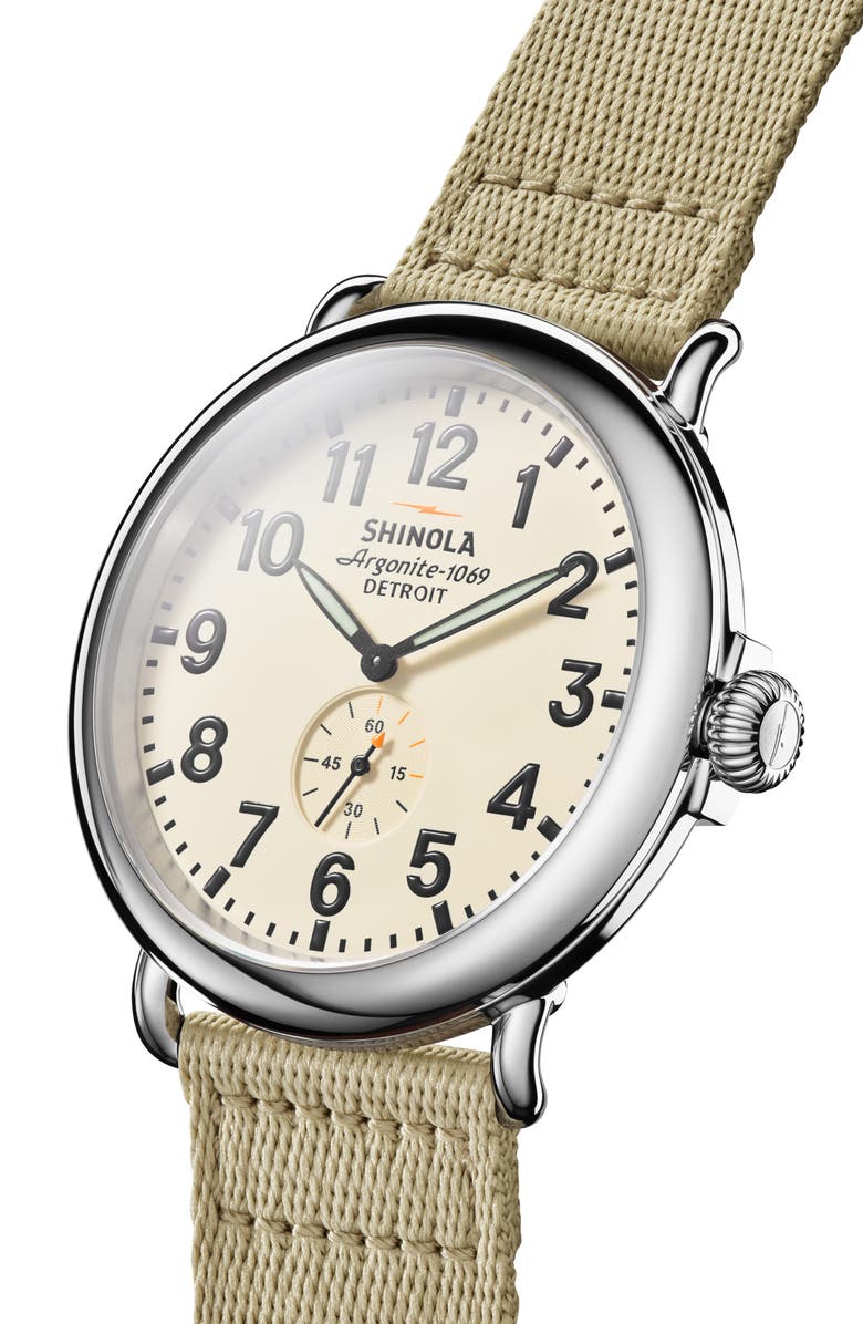 Shinola Runwell Sub Second Nylon Strap Watch, 47mm, Alternate, color, 