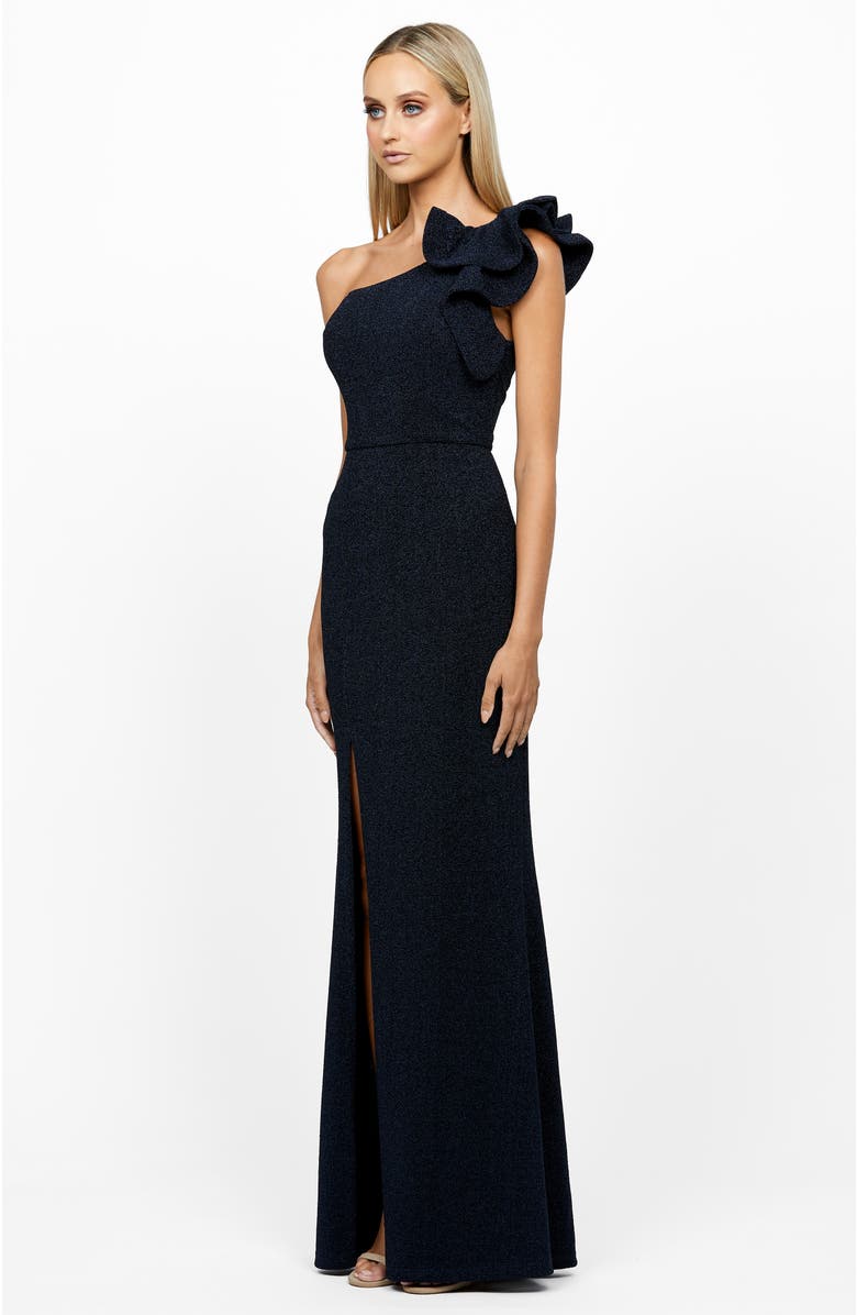 Bariano Kristi One Shoulder Gown, Alternate, color, Navy
