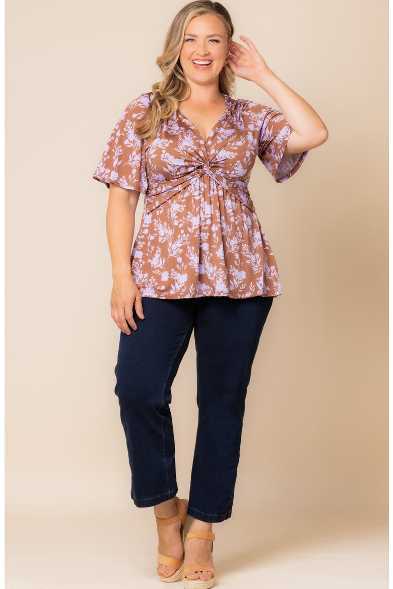 Abby Twist Front Top, Alternate, color, LAVENDER FLORALS