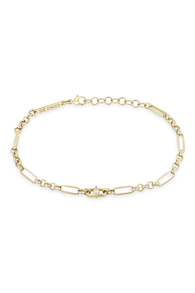 14K Gold Medium Paper Clip Rolo Bracelet, Alternate, color, 14K YELLOW GOLD