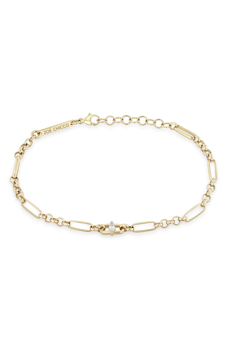 Zoë Chicco 14K Gold Medium Paper Clip Rolo Bracelet, Alternate, color, 14K Yellow Gold