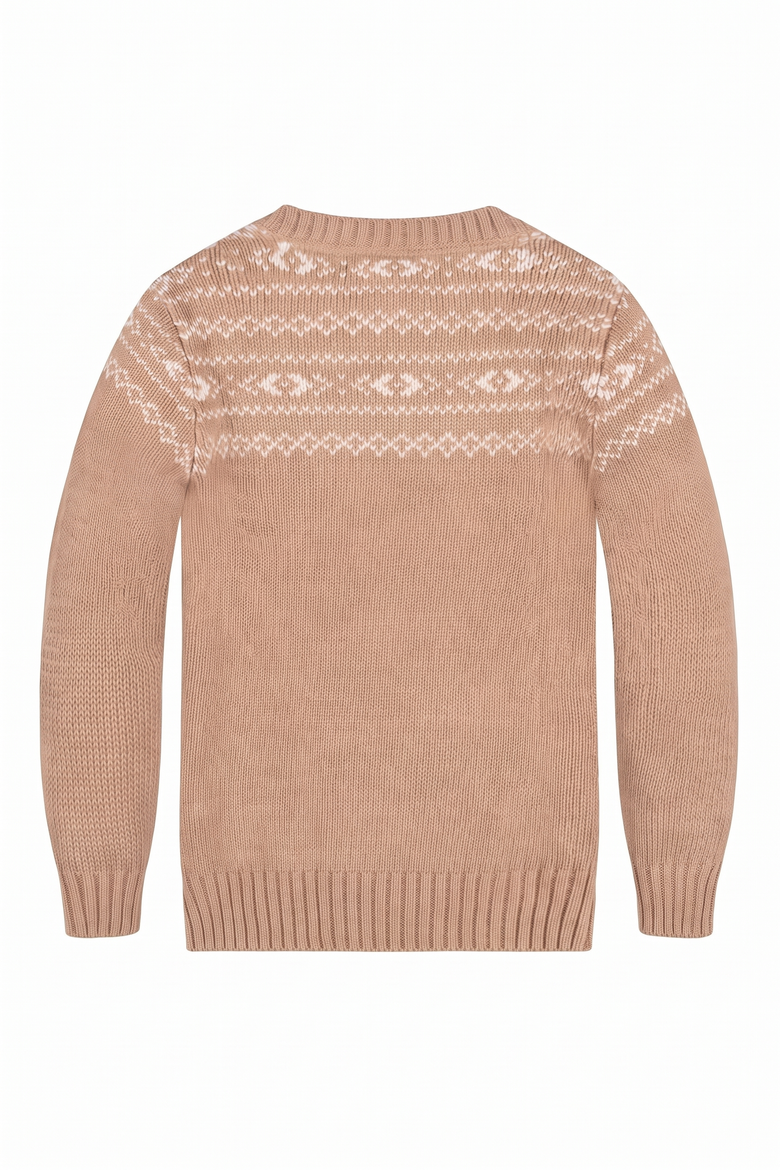 Kids' Organic Cotton Crewneck Sweater, Alternate, color, Camel Fair Isle