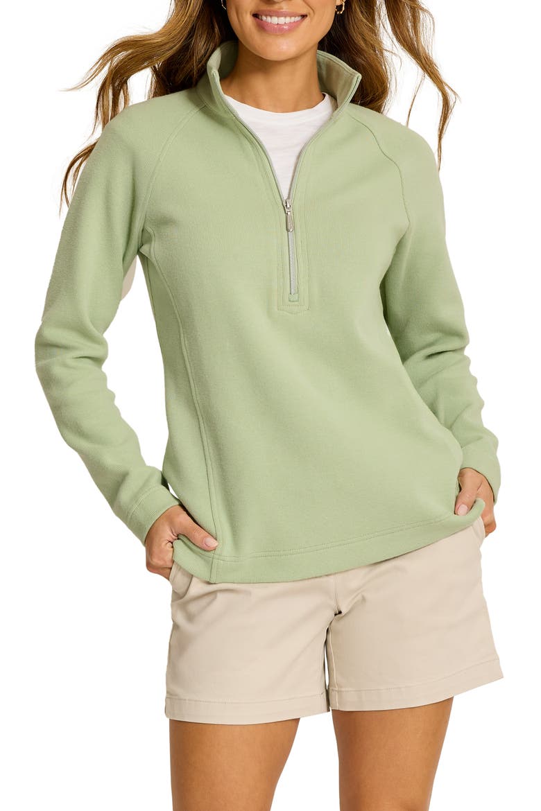 New Aruba Stretch Cotton Half Zip Pullover, Main, color, EXTRA LIGHT MARGARITA
