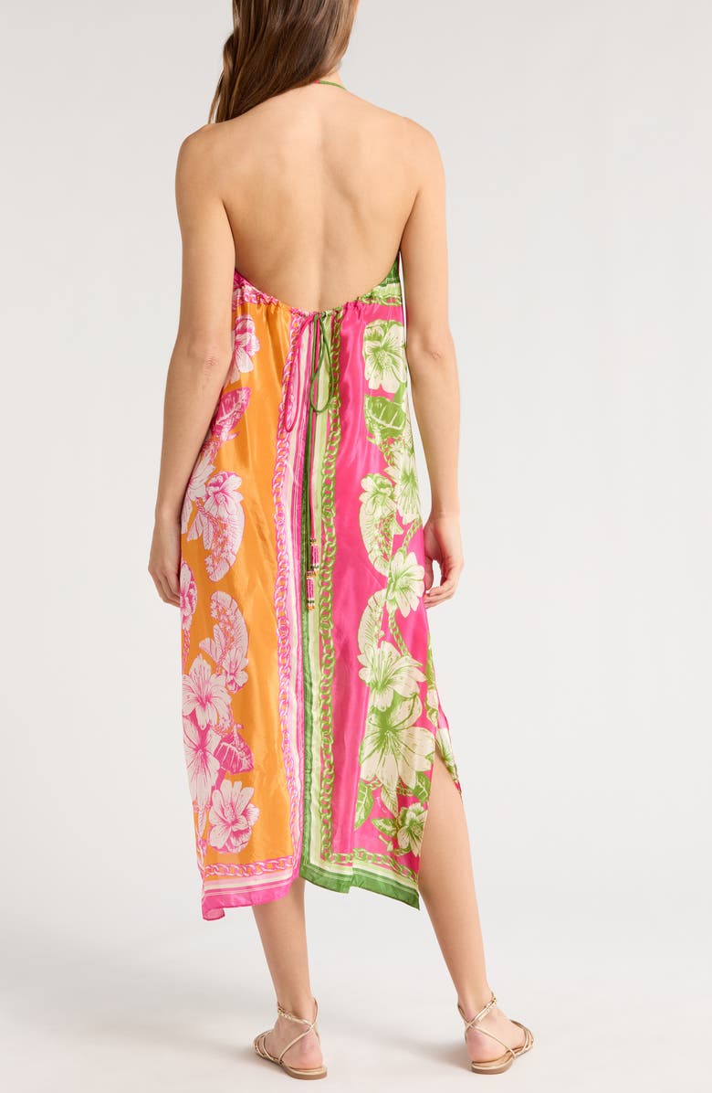 FARM Rio Floral Elegance Scarf Print Halter Cover-Up Dress, Alternate, color,