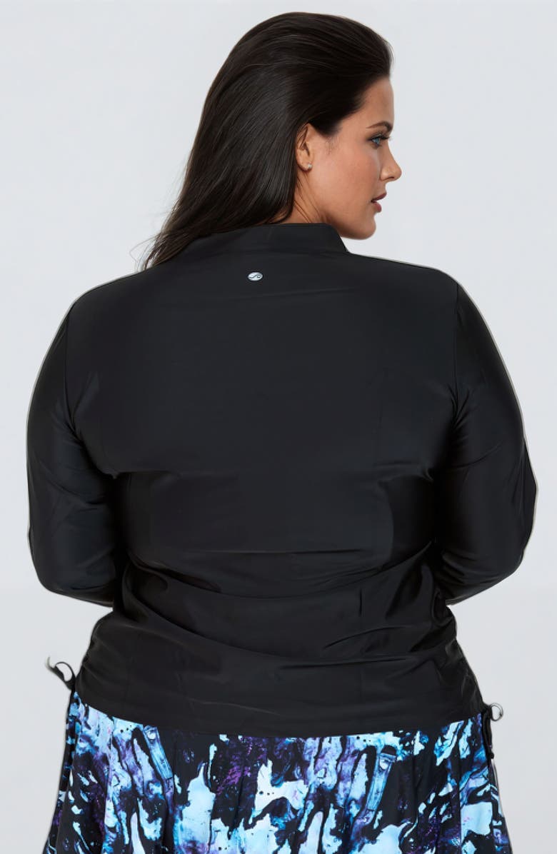 Calypsa Plus Size Half-Zip Nora Swim Top, Alternate, color, Black