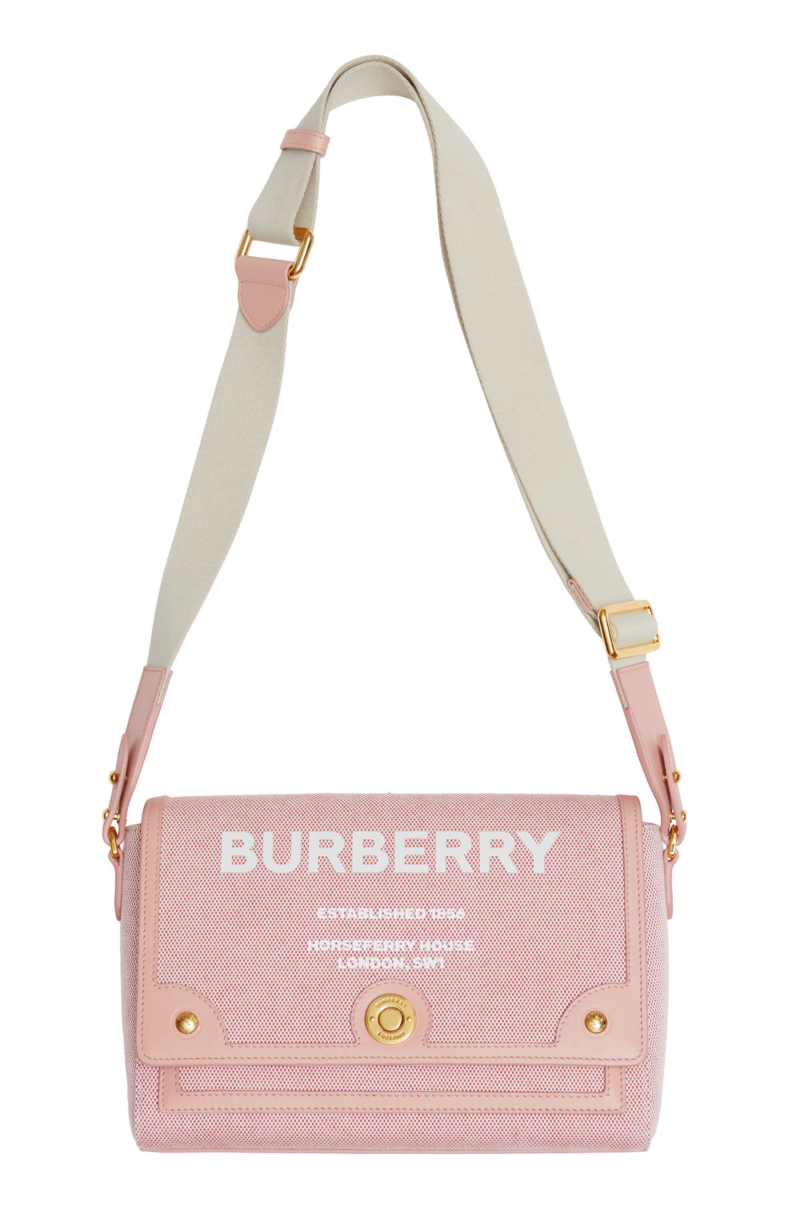 Burberry Medium Note Horseferry Print Canvas & Leather Crossbody Bag, Alternate, color, 