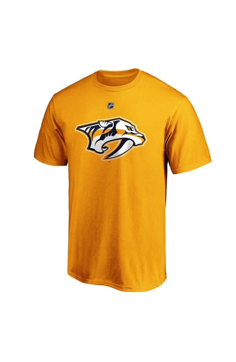 FANATICS Men's Fanatics Branded Matt Duchene Gold Nashville Predators Player Authentic Stack Name & Number T-Shirt, Alternate, color,