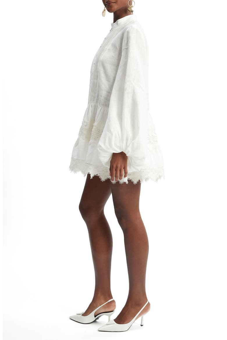 bardot antonia long-sleeve lace mini dress Bardot Antonia Lace Trim Mini Dress Eggnog