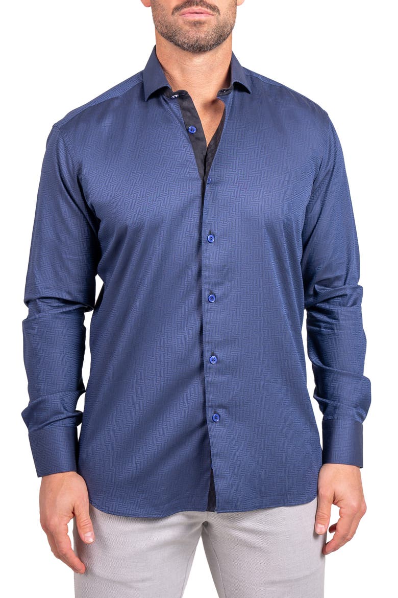 Einstein Ascension Contemporary Fit Button-Up Shirt, Main, color, BLUE