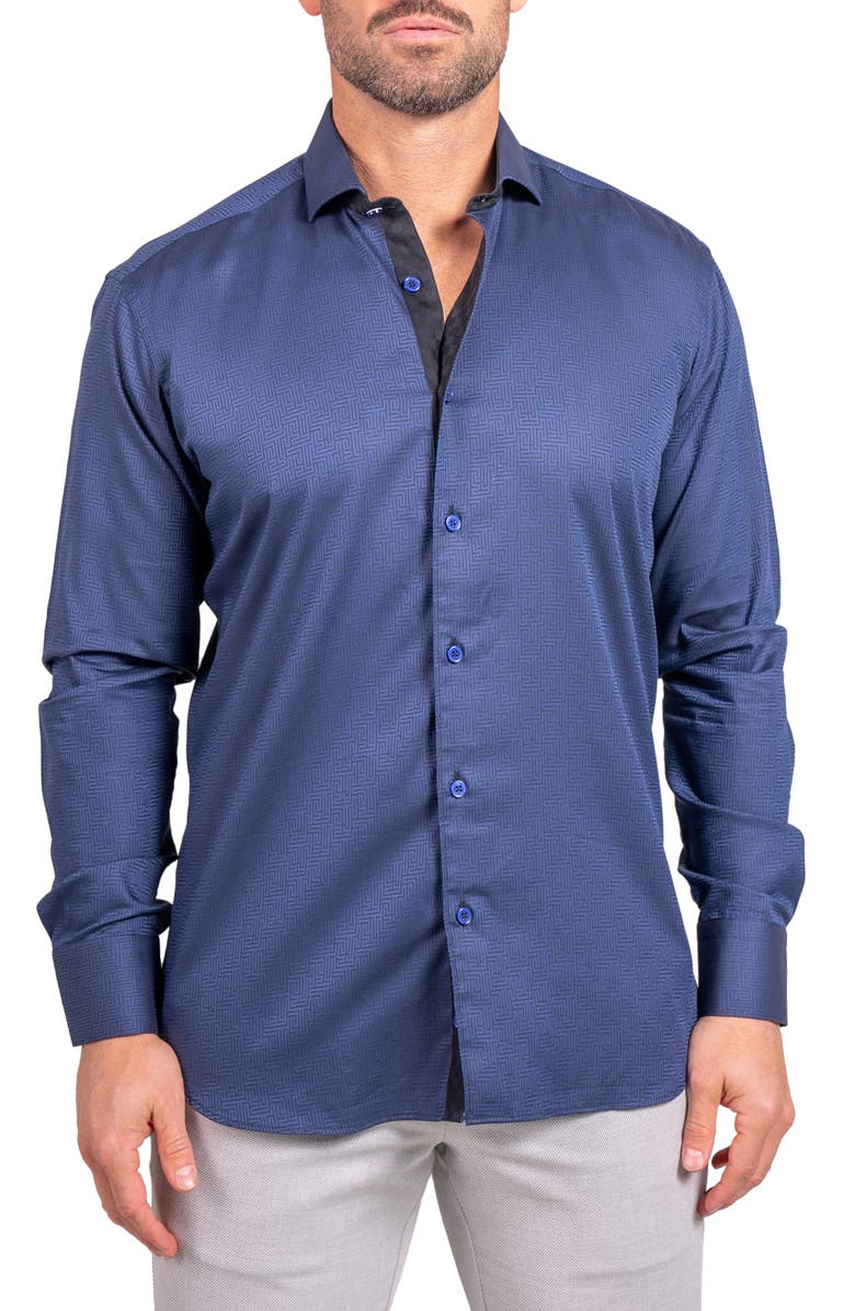 Maceoo Einstein Ascension Contemporary Fit Button-Up Shirt, Main, color, Blue