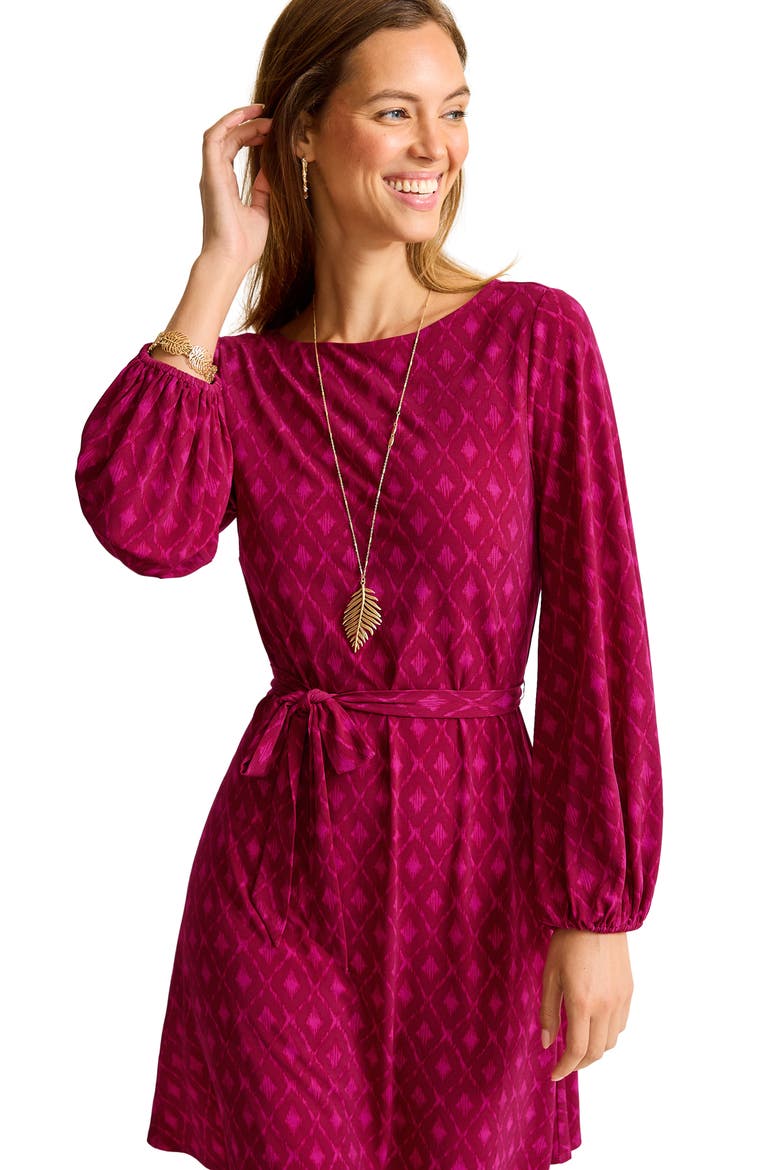 Diamond Cay Tie Belt Long Sleeve Stretch Minidress, Alternate, color, NIGHT FLOWER