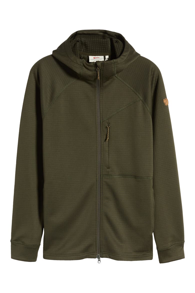 Abisko Grid Fleece Hoodie, Alternate, color, DEEP FOREST