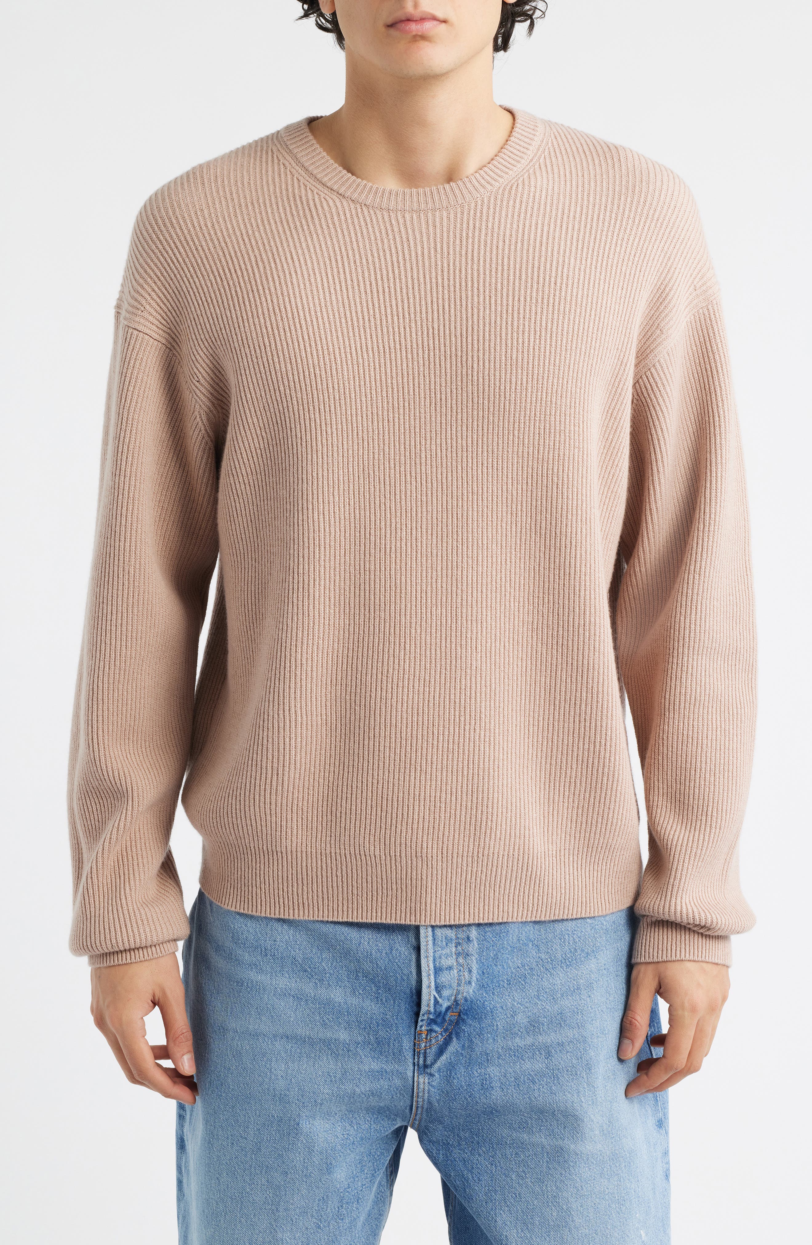 Crewneck Wool & Silk Rib Sweater