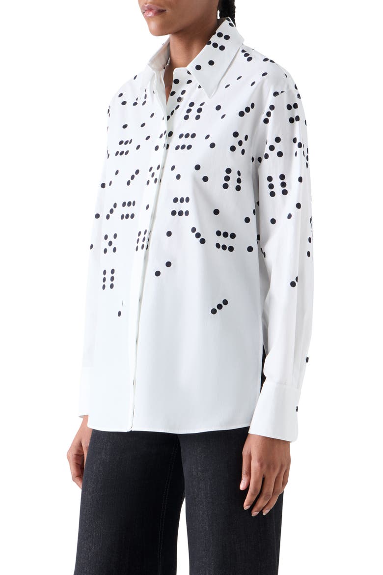 Dice Print Cotton Poplin Shirt, Alternate, color, CREAM-BLACK