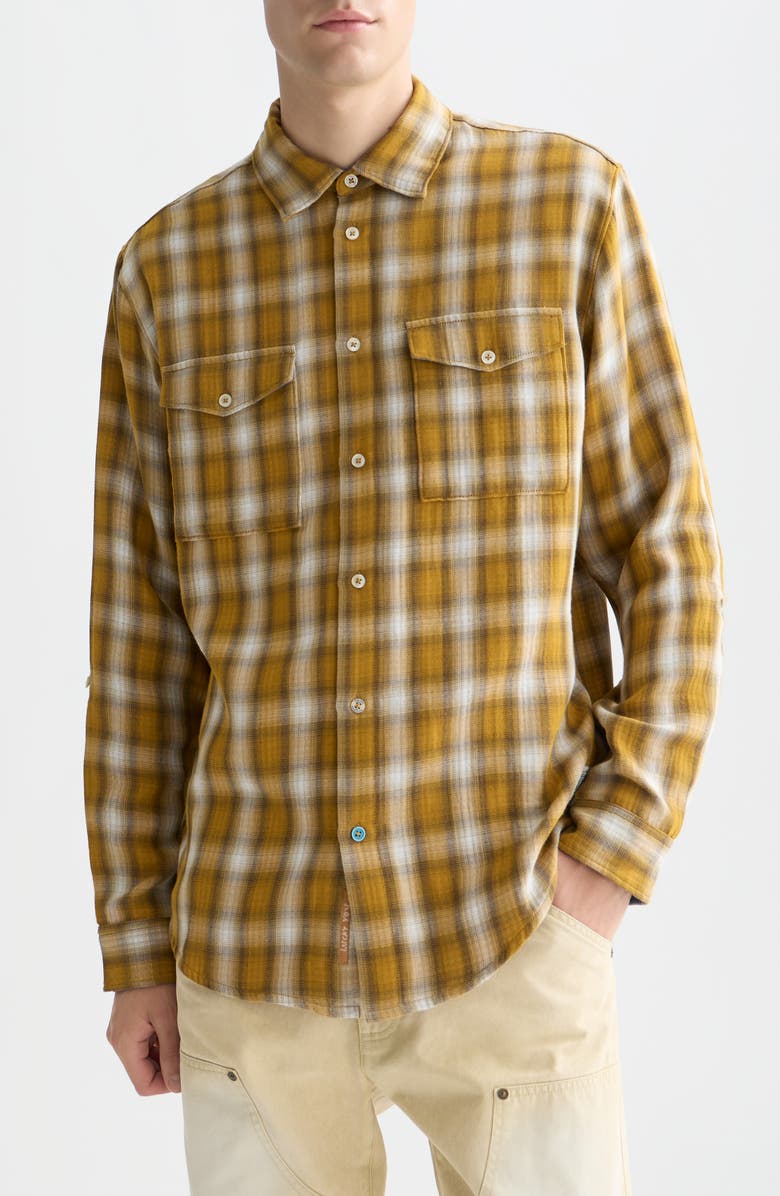Scotch & Soda Plaid Double Cloth Shirt, Main, color, Raffia Check