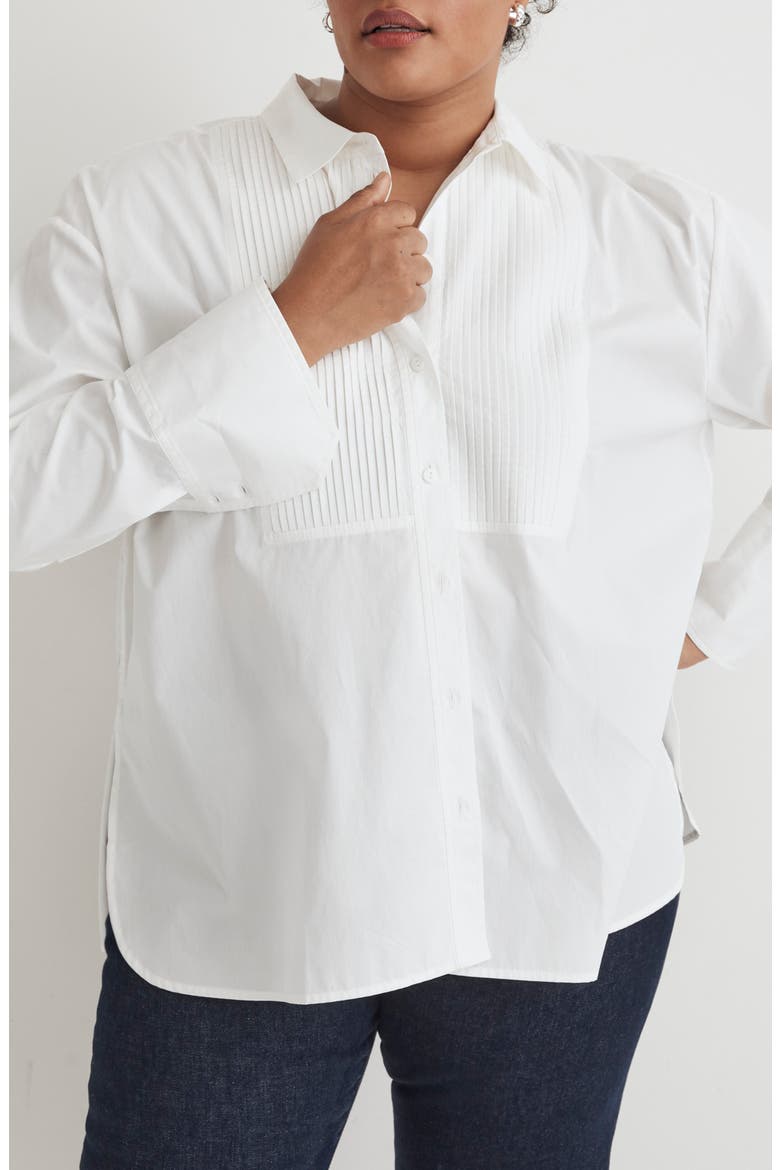 Oversize Poplin Tuxedo Shirt, Alternate, color, EYELET IVORY