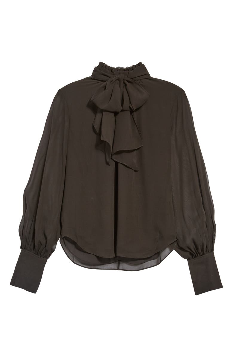 FRAME Silk Chiffon Bow Blouse, Alternate, color,