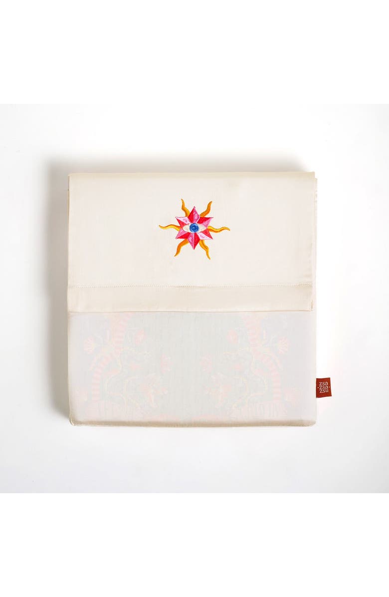 Zsa Zsa Zsu Lahor 300 Tc King Size 100% Cotton Satin Duvet Cover Set 94X87 In Maximalist, Alternate, color, Blue