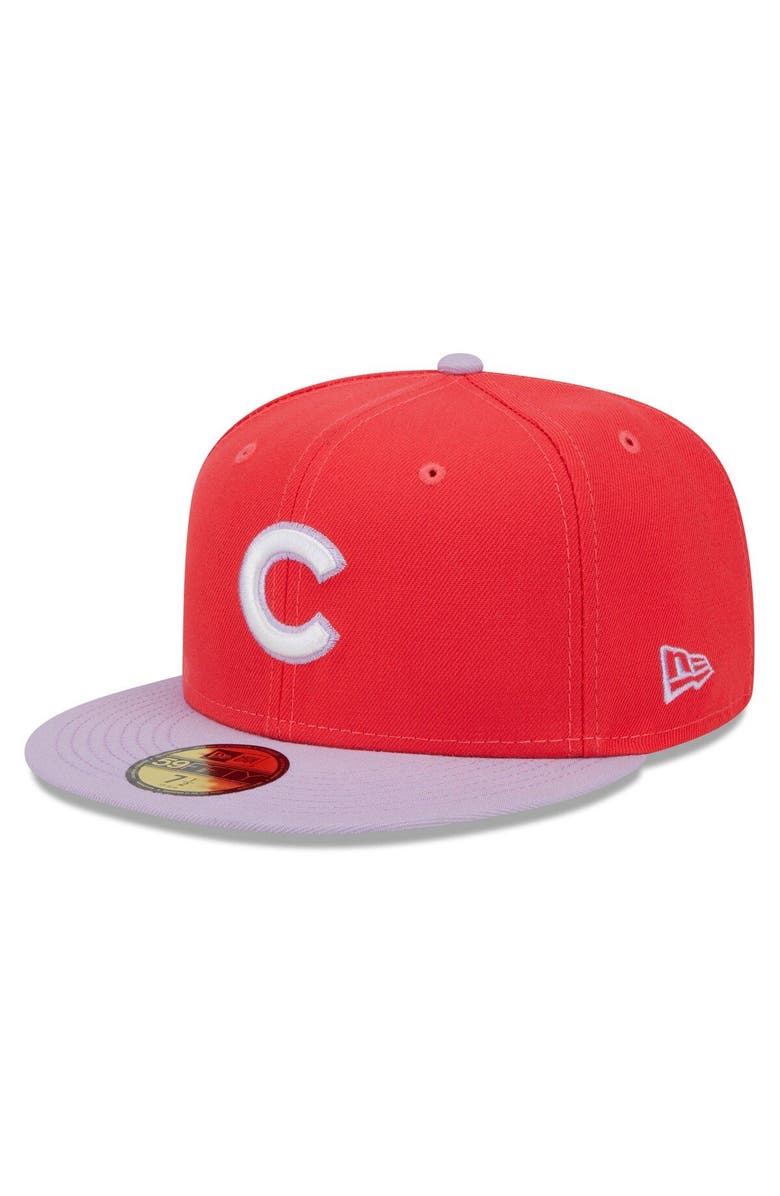 New Era Men's New Era Red/Lavender Chicago Cubs Spring Color Two-Tone 59FIFTY Fitted Hat, Main, color, Red