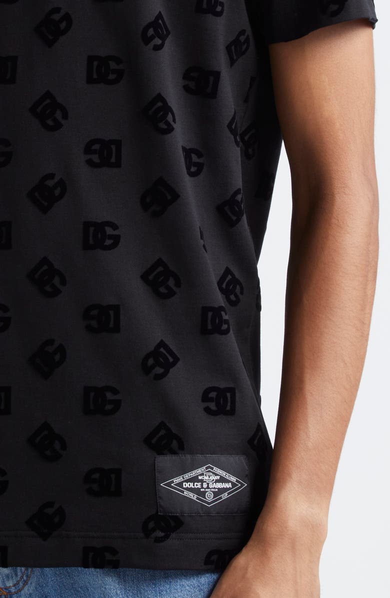 Dolce&Gabbana Re-Edition Flocked Logo Cotton T-Shirt, Alternate, color, N0000 Nero