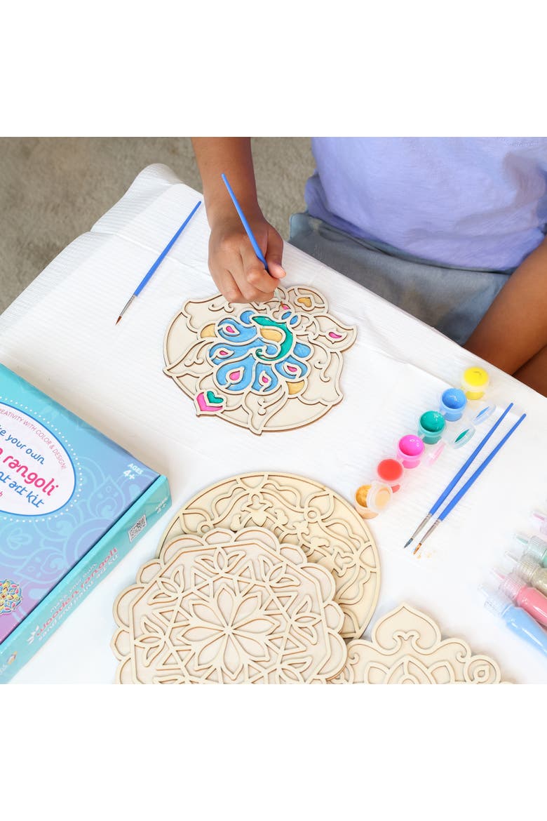 Make Your Own Wooden Rangoli, 2 in 1 Sand & Paint Art Kit, Alternate, color, Multicolored
