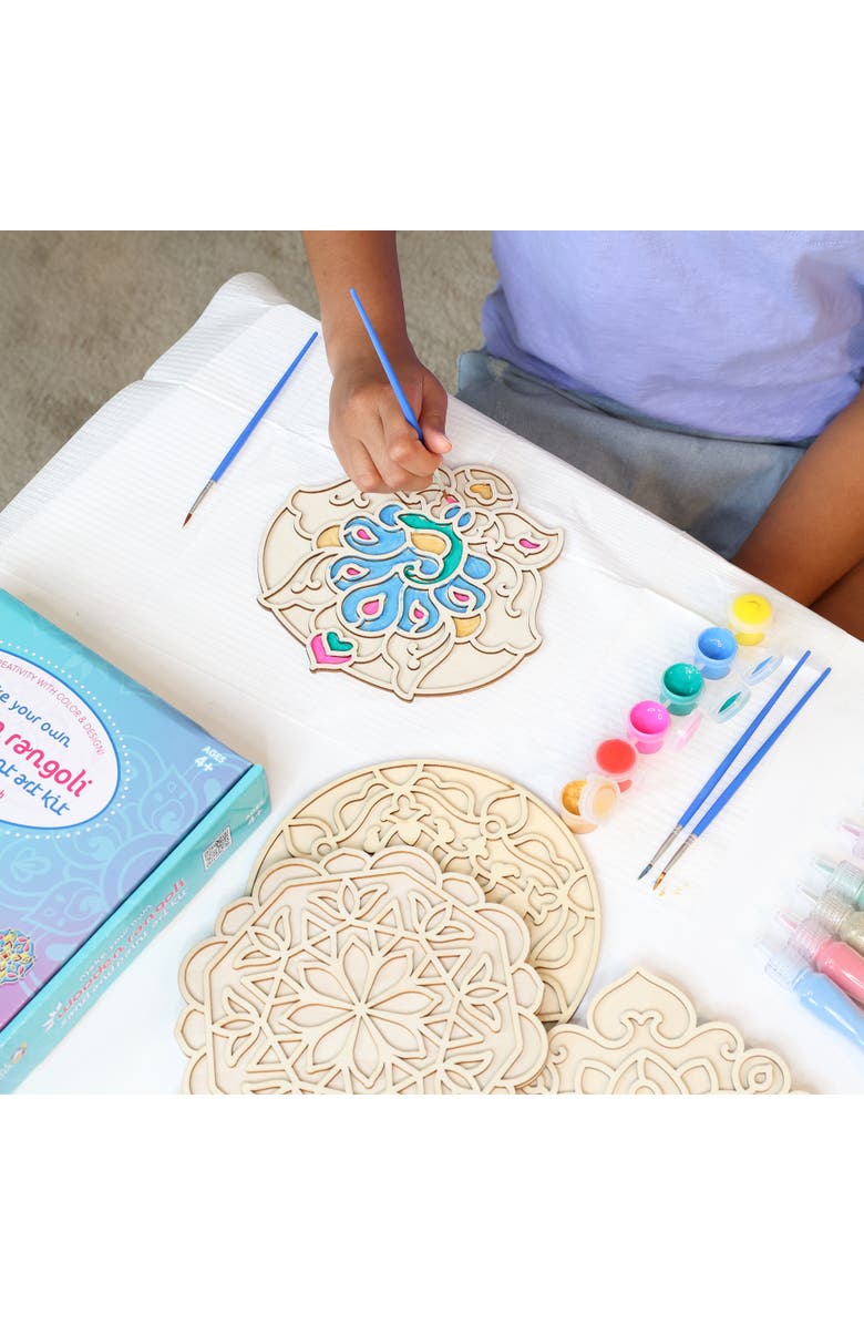 KULTURE KHAZANA Make Your Own Wooden Rangoli, 2 in 1 Sand & Paint Art Kit, Alternate, color, Multicolored