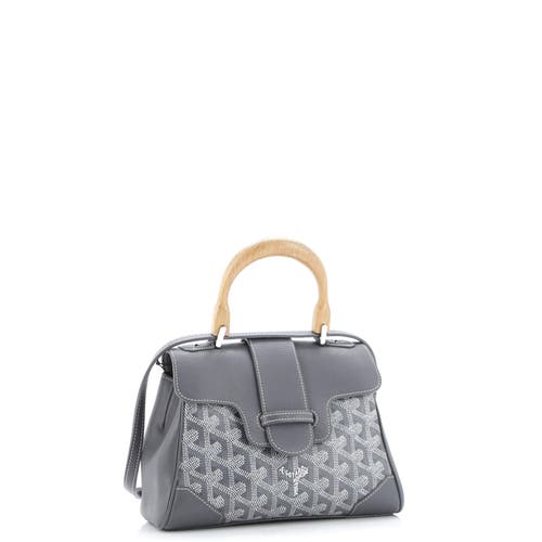 Pre-owned Goyard  Goyard Saigon Top Handle Bag Coated Canvas With Leather Mini In Gray