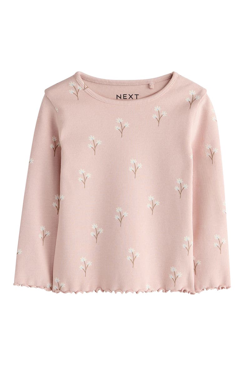 Kids' Pretty Floral Rib Long Sleeve Top, Main, color, PINK