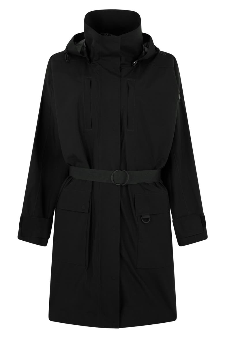 Claremont Belted Raincoat, Alternate, color, BLACK