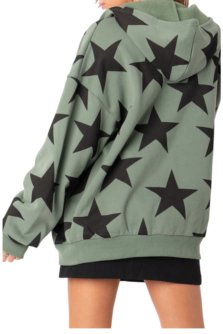 Star at Me Oversize Hoodie, Alternate, color, OLIVE