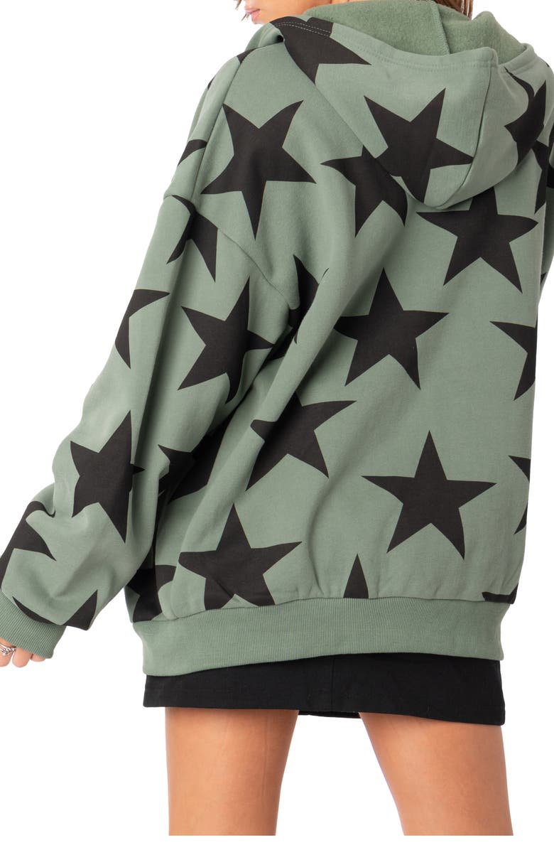 EDIKTED Star at Me Oversize Hoodie, Alternate, color, Olive