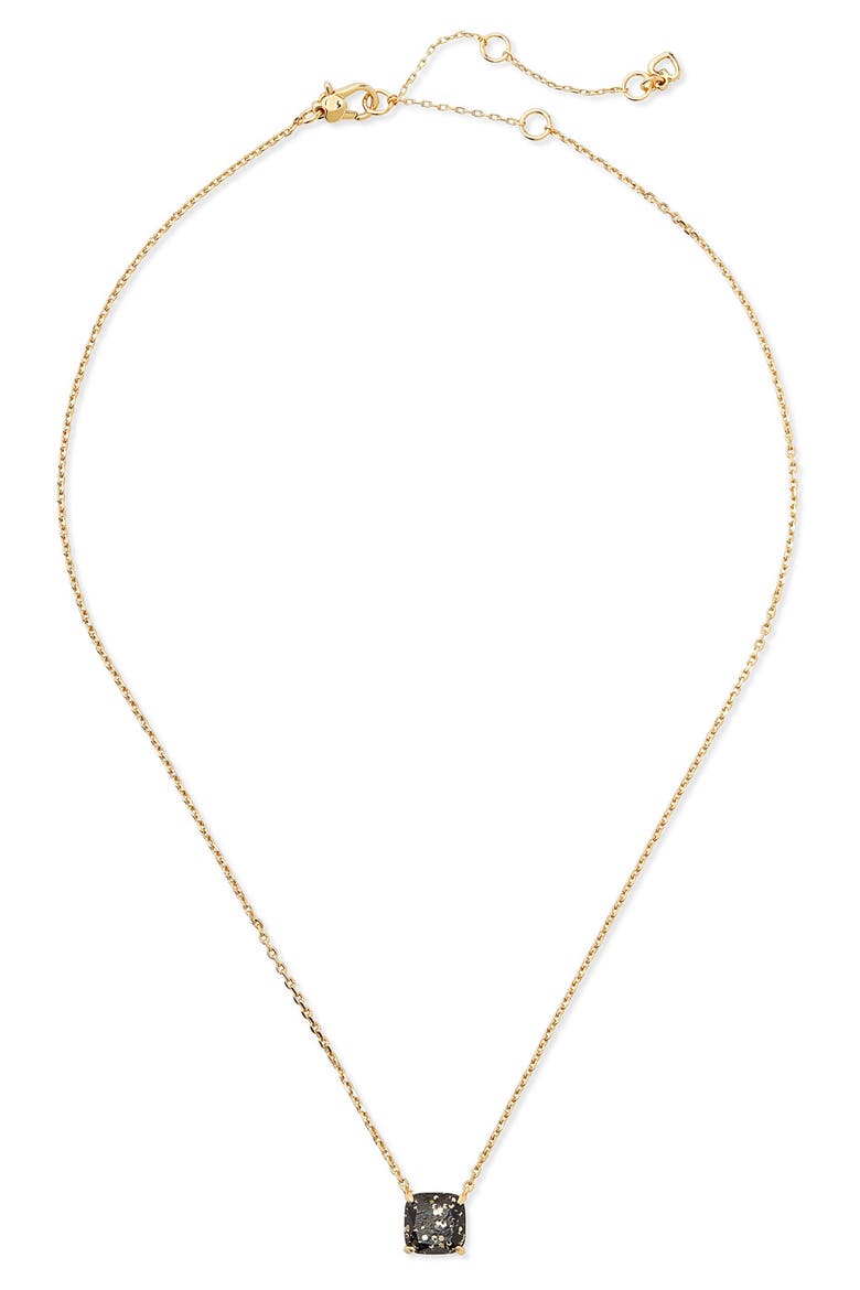 small square stud pendant necklace, Main, color, BLACK