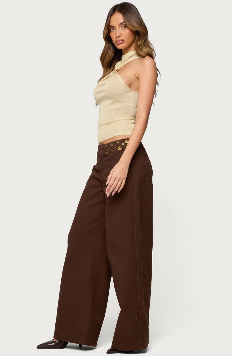 EDIKTED Mixed Grommet Low Rise Wide Leg Jeans, Alternate, color, 