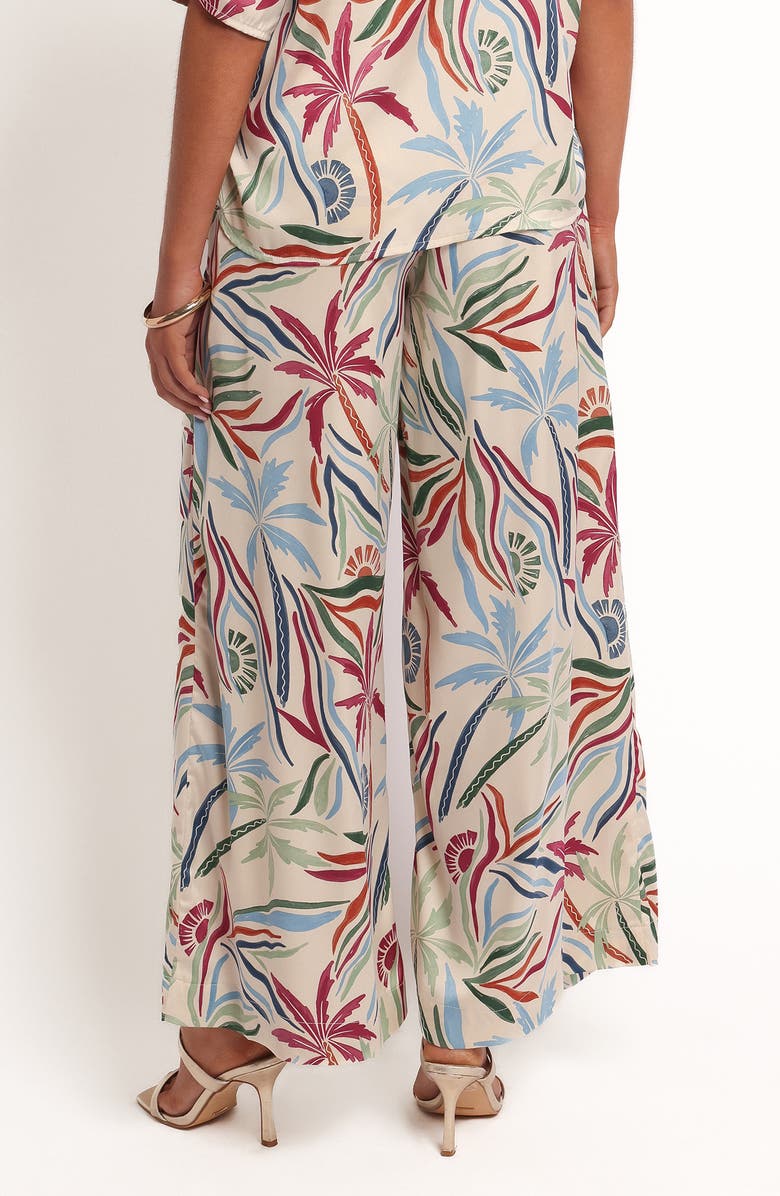 Petal & Pup Illoura Palm Print Wide Leg Pants, Alternate, color, Tahitian Tide