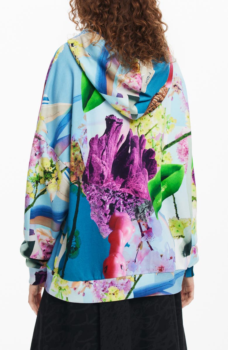 Desigual Airplane Cotton Hoodie, Alternate, color, Blue Mix