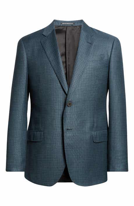 Emporio Armani Teal Shadow Check Wool Sport Coat
