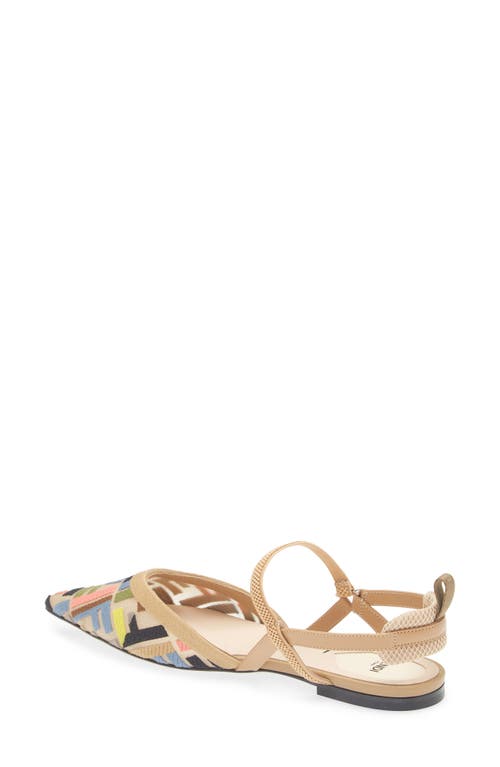 Shop Fendi Colibrì Lite Pointed Toe Slingback Flat In Nude Multi