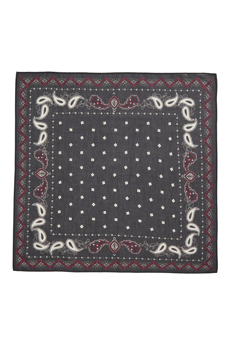 Square Cotton Bandana, Alternate, color, BLACK PAISLEY