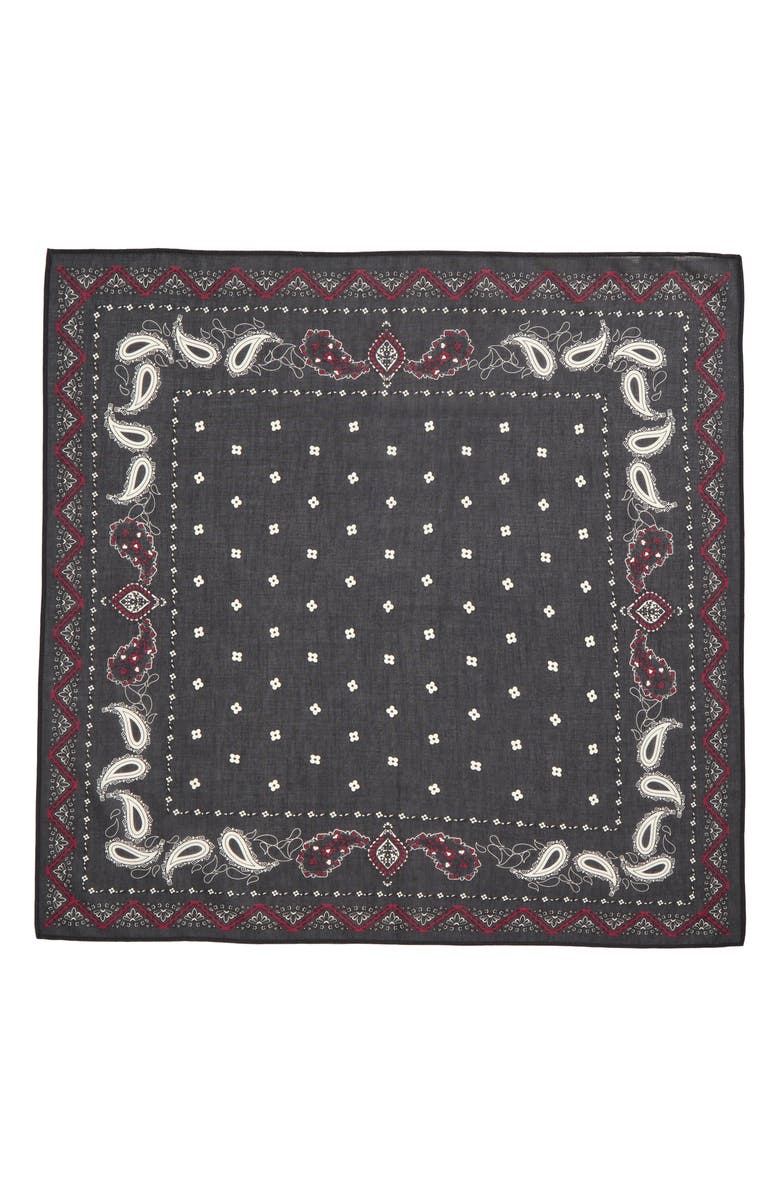 Open Edit Square Cotton Bandana, Alternate, color, Black Paisley