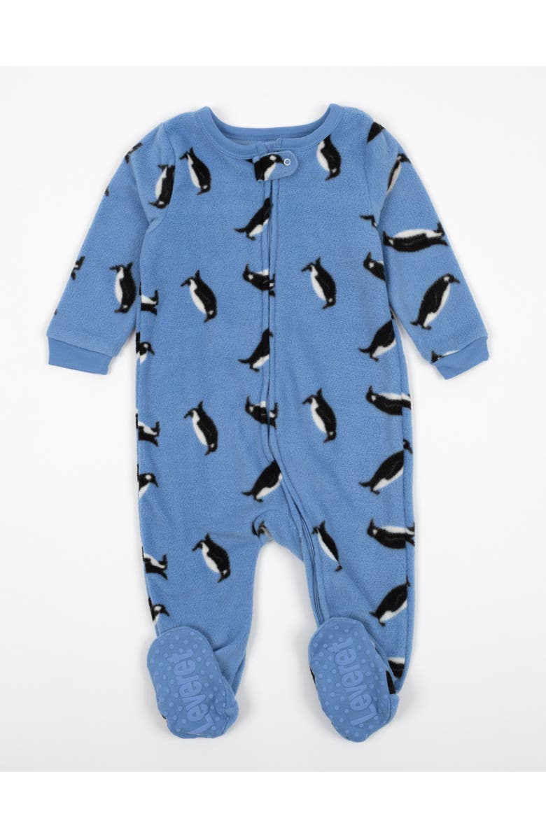 Leveret Footed Fleece Printed Matching Family Holiday Pajamas, Main, color, Penguin