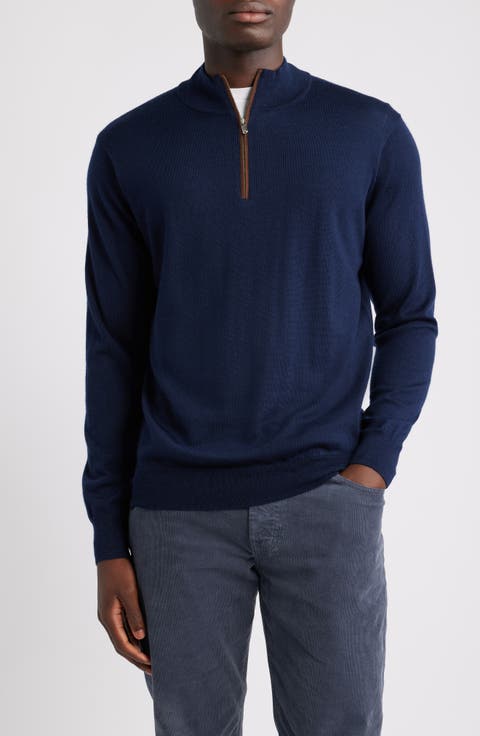 Autumn Crest Merino Wool Blend Quarter Zip Sweater
