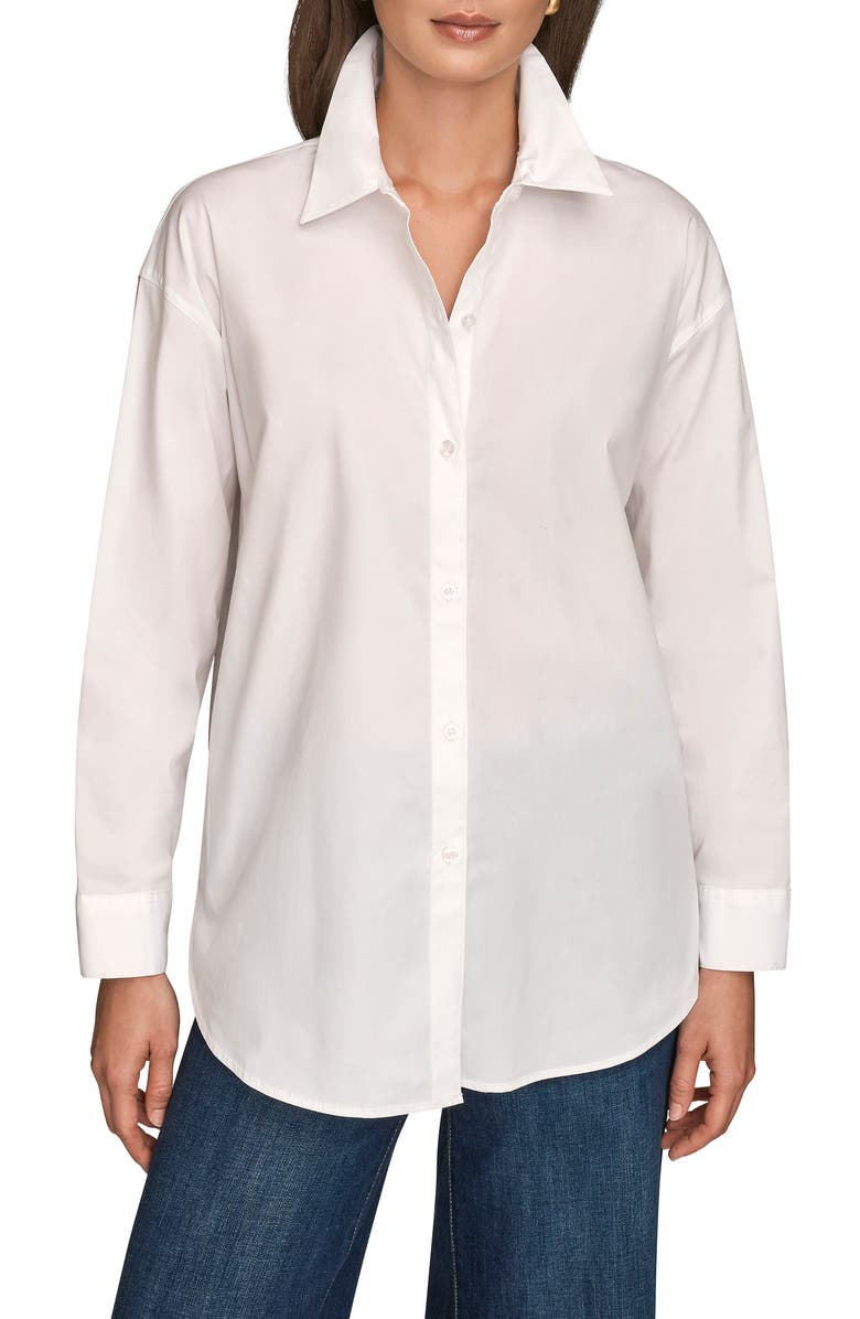 Donna Karan New York Long Sleeve Button-Up Shirt, Main, color, White
