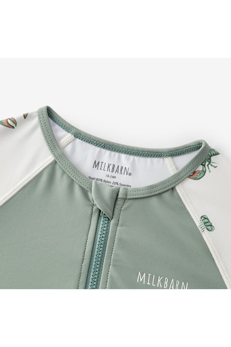 Zipper Top And Swim Trunks, Alternate, color, Mint Lobster