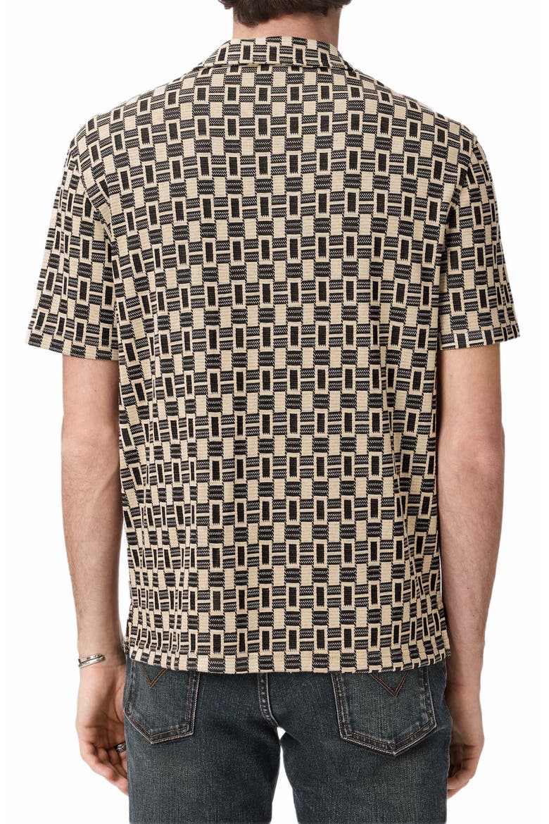 Geo Pattern Knit Camp Shirt, Alternate, color, LIGHT KHAKI