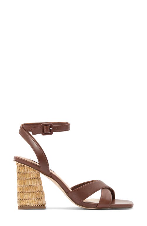 Steve Madden Renley Block Heel Ankle Strap Sandal In Brown Leather